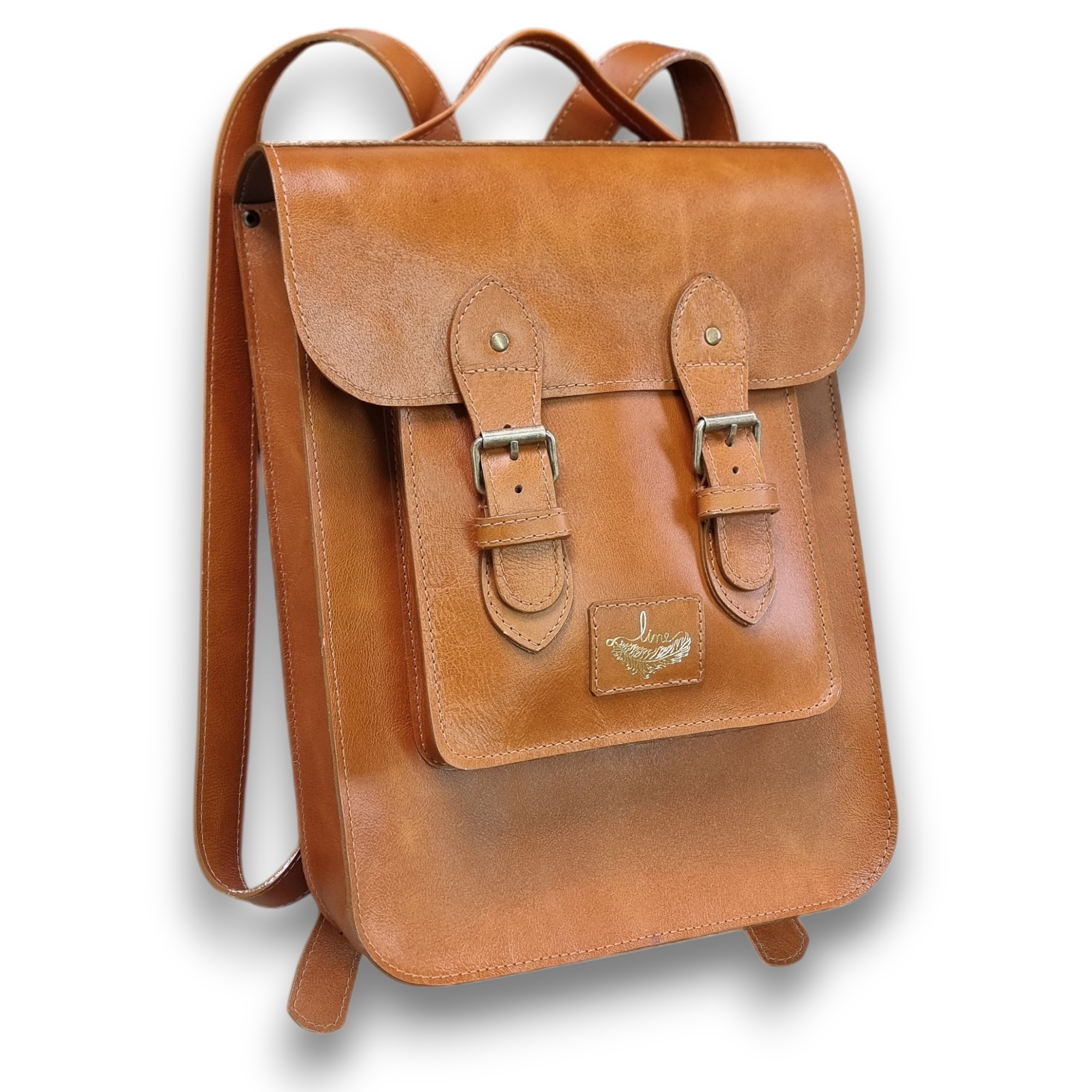 Mochila Satchel Versão N°1 Grande Couro Line Store Leather - Cores Variadas