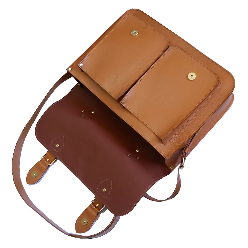 Miniatura: Bolsa e Pasta Satchel Pockets Line Store Leather Couro Caramelo
