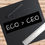 Thumbnail: a black bumper sticker that says "eco>ceo" in white