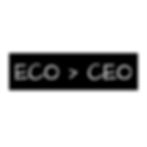 a black bumper sticker that says "eco>ceo" in white