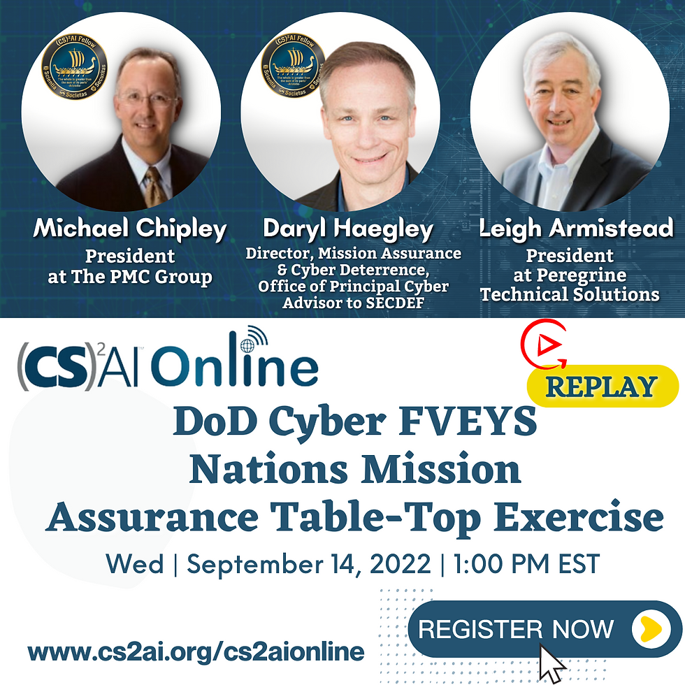 (CS)²AI Online™ Replay: DoD Cyber FVEYS Nations Mission Assurance Table-Top Exercise