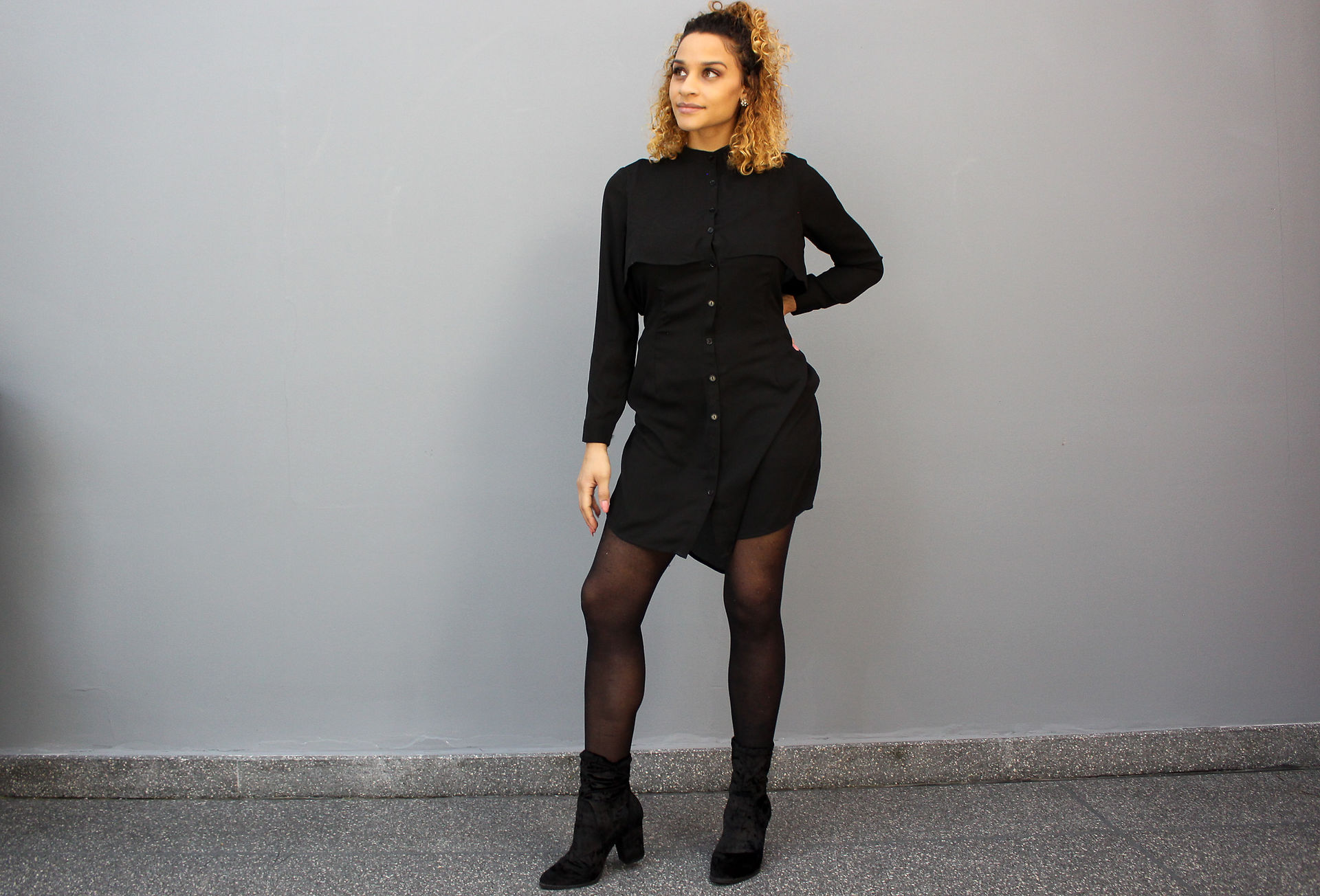 Sky - Black Leather Detail Dress