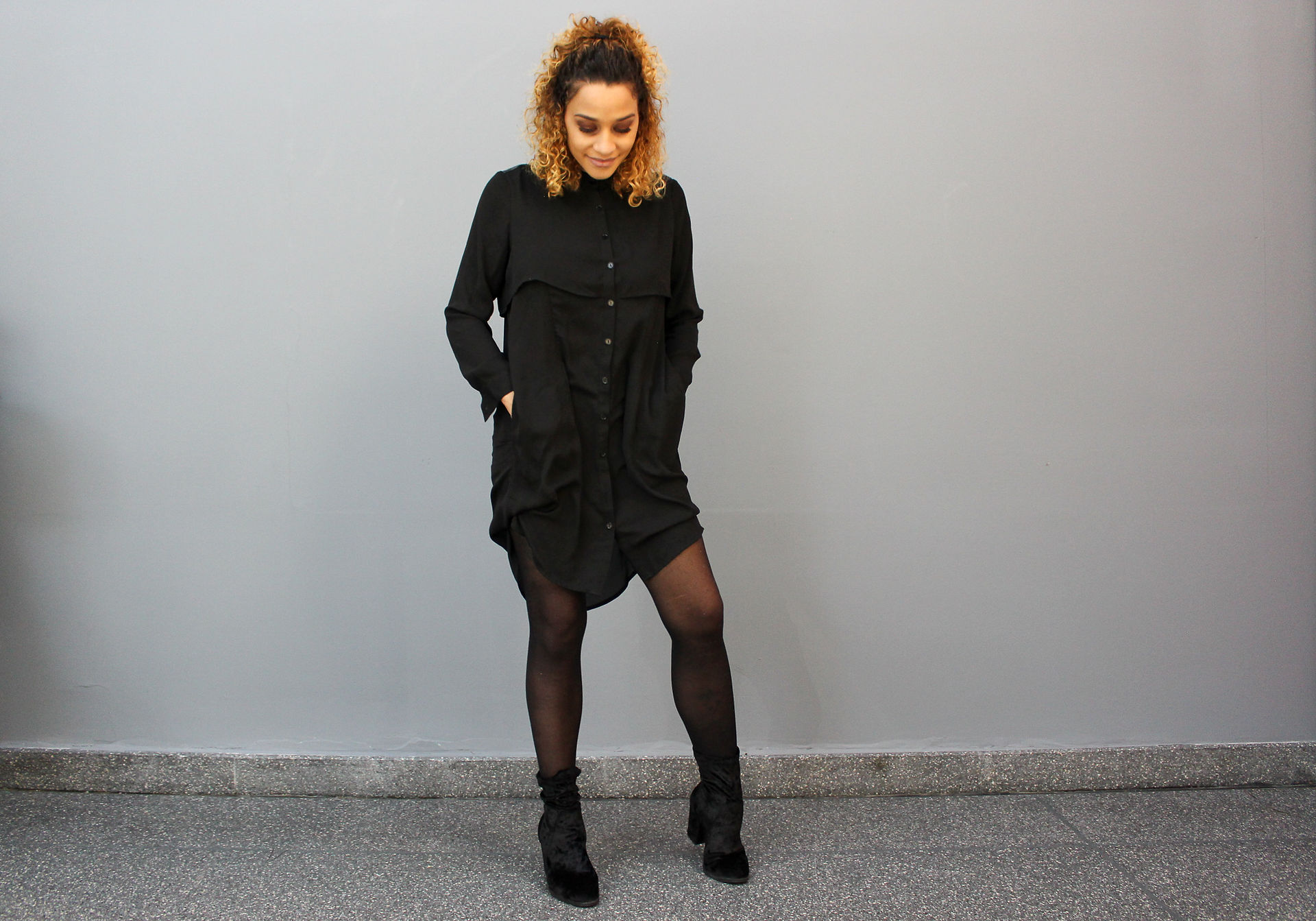 Sky - Black Leather Detail Dress