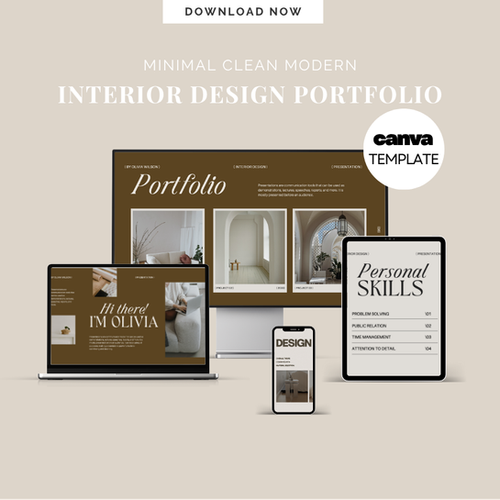 Interior Design Portfolio Template | Editable In Canva | sheetemplate