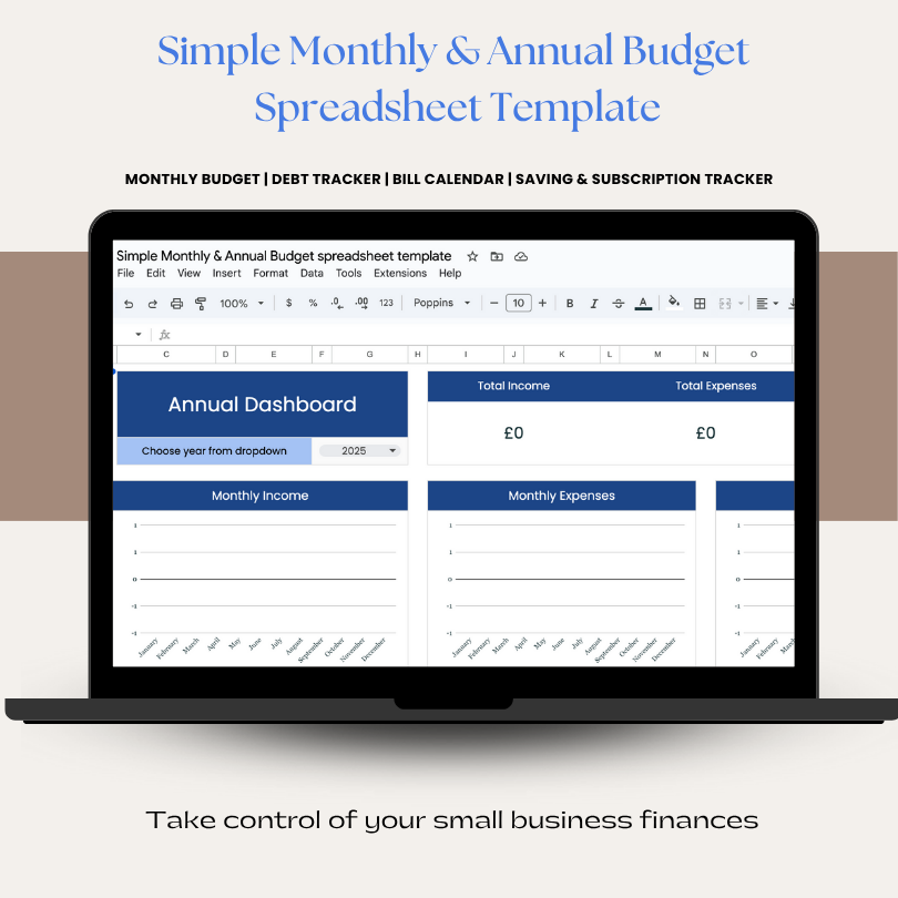 Thumbnail: Simple Monthly & Annual Budget spreadsheet template
