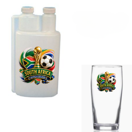 Squeeze bottle & glas-Soccer