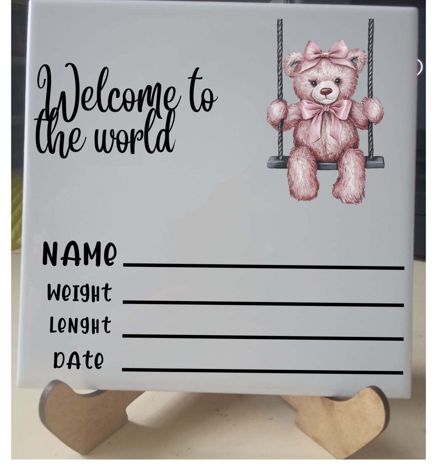 Bow teddy birth tile