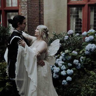 “Bride and groom outside Coindre Hall at their Long Island wedding.