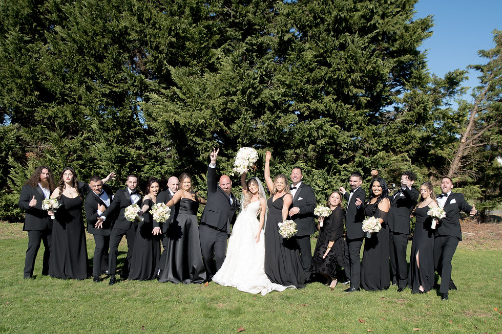 Eye-level view of a floral arrangement at a wedding venue
