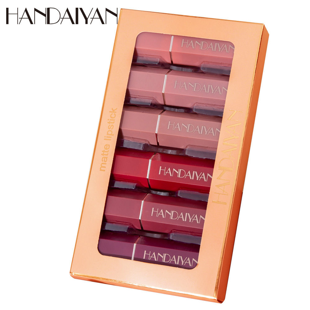 6 Pcs Matte Velvet Nude Lipstick Set - Waterproof Long-Lasting Sexy Red Brown Pi