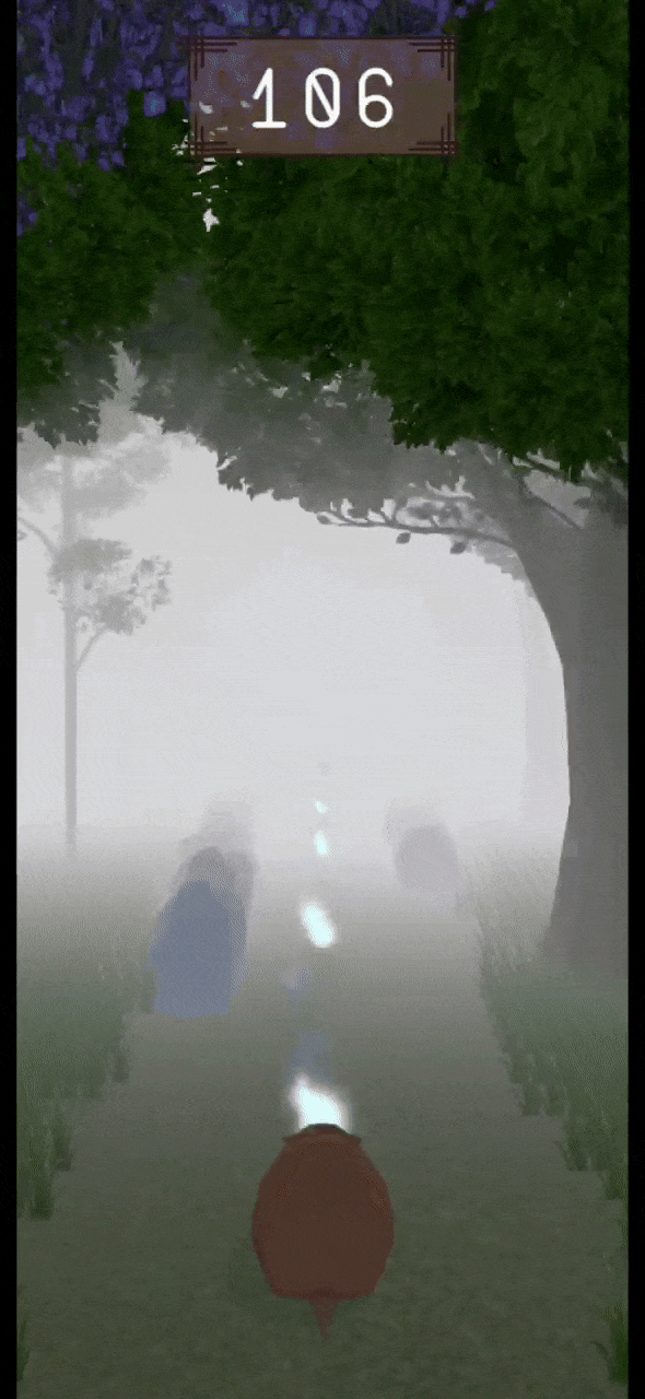 A Gif that shows an armadillo running through the forest.