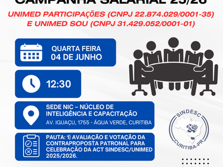 CONVOCAÇÃO ASSEMBLEIA - SINDESC X UNIMED