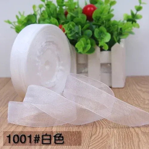 Miniatura: 50yards 25mm Organza Chiffon Ribbons Wedding Party Decoration Handmade Ribbon