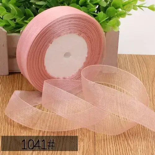 Miniatura: 50yards 25mm Organza Chiffon Ribbons Wedding Party Decoration Handmade Ribbon