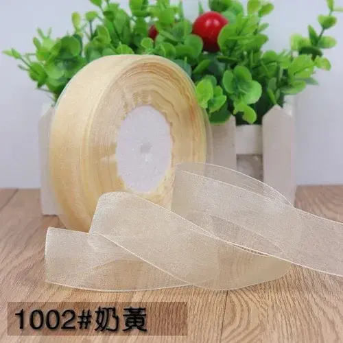 Miniatura: 50yards 25mm Organza Chiffon Ribbons Wedding Party Decoration Handmade Ribbon