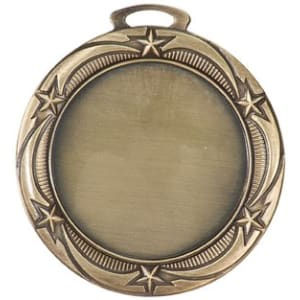 2 3/4" Antique Gold Star 2" Insert Holder Medal