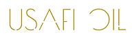 Usafi Oil logo with the lettering in gold matte and background in white.