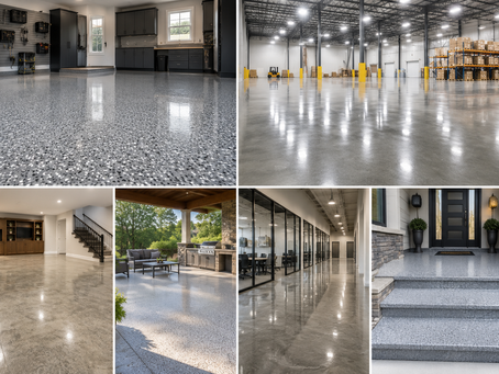 Residential and commercial floor coatings installed on garage, warehouse, office, patio, basement, and entryway concrete floors in Cincinnati, OH