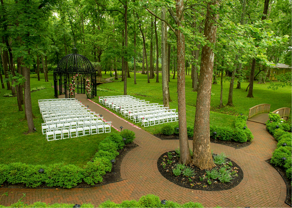 Beautiful outdoor ceremony in an English Garden setting. This location is close to Indianapolis, Noblesville, Zionsville, Fishers and Westfield Indiana