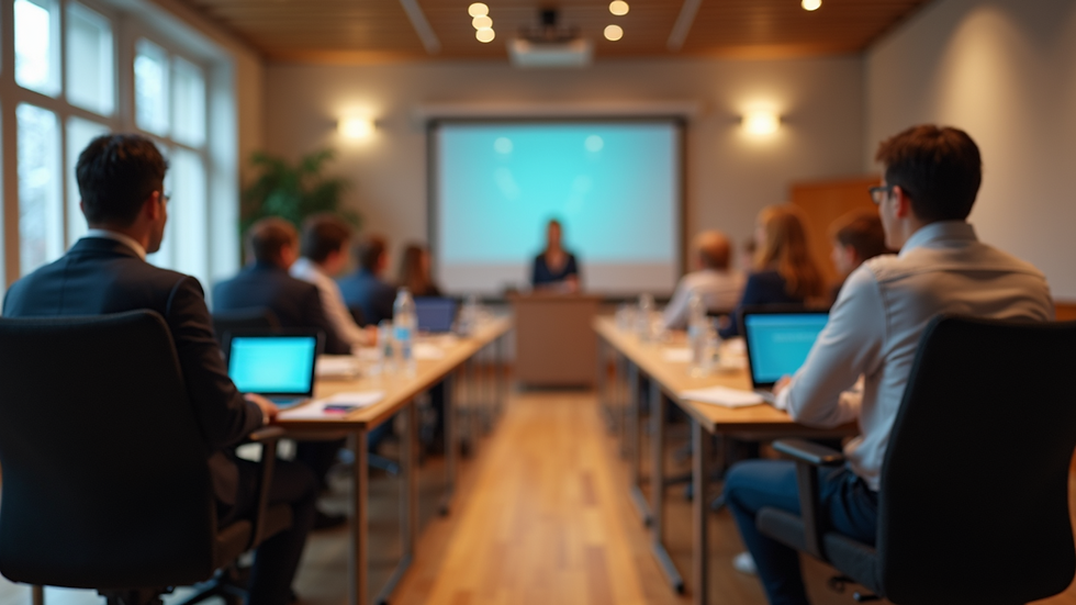 Eye-level view of a community meeting room with media equipment set up