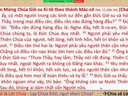 ✠ Tin Mừng Chúa Giê-su Ki-tô theo thánh Mác-cô (Mc 12,28b-34) 