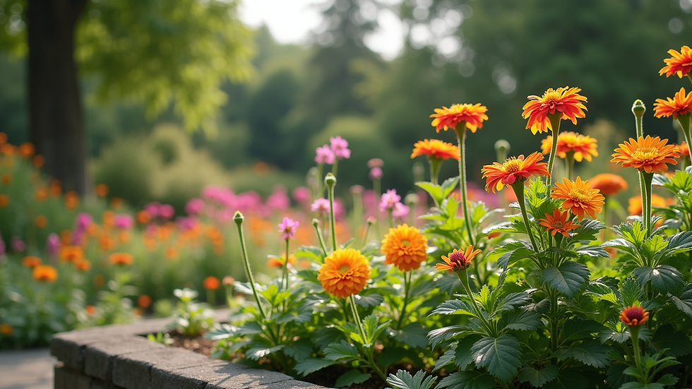 Eye-level view of a flourishing garden with vibrant plants
