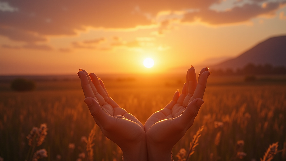 High angle view of a peaceful sunset over a calm lake