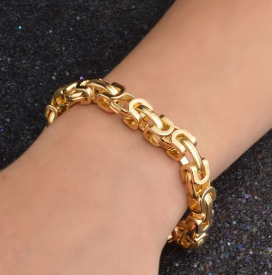 Thumbnail: Man's Fashion 18 K Gold Hand Chain Bracelet