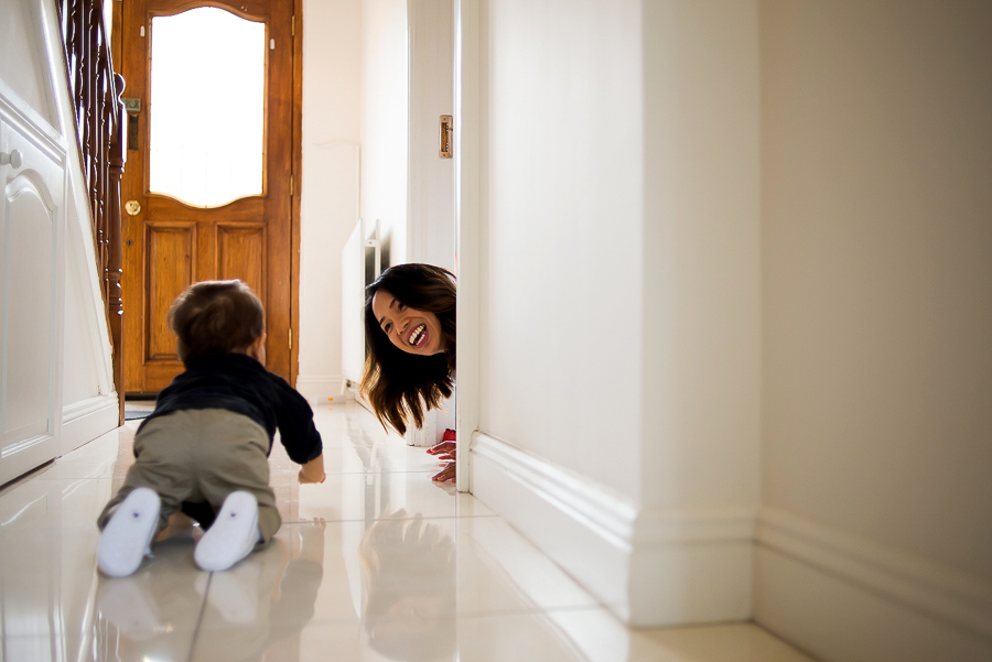 Mum playing with baby boy - Family session at home in Dublin