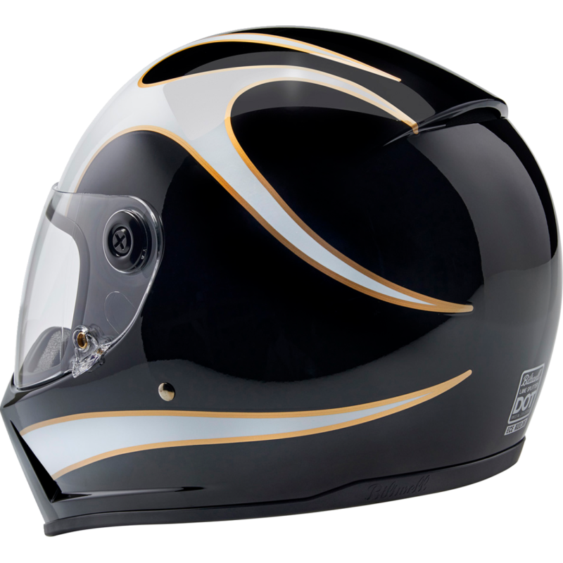 BILTWELL LANE SPLITTER BLACK/WHTE FLAMES LG