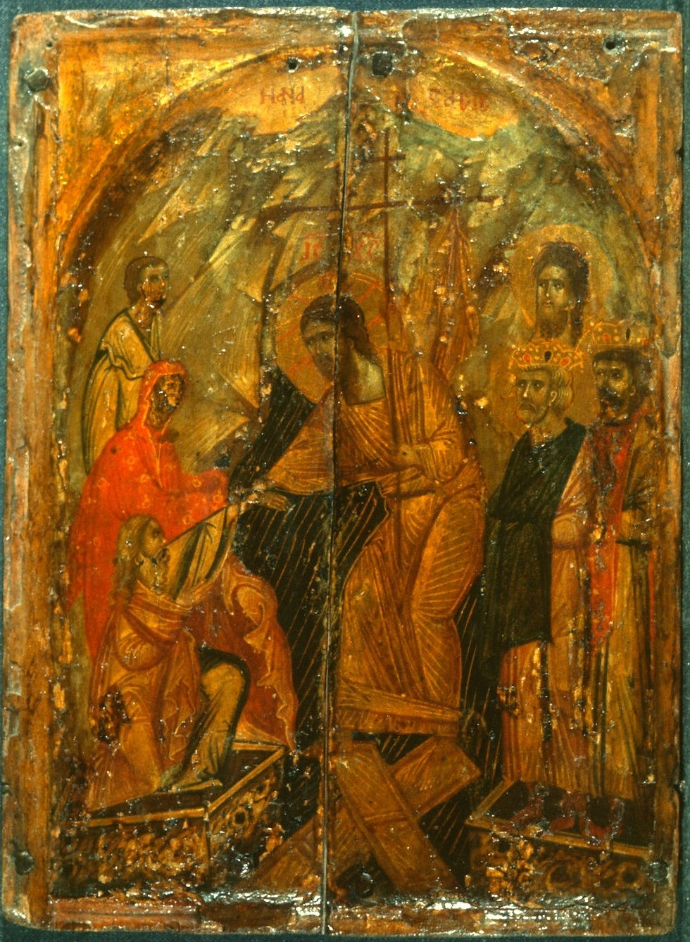 Икона «Воскресение Господа нашего Иисуса Христа — Сошествие во ад», кон. XIII — п. п. XIV вв. На сюжет апокрифического Евангелия Никодима Синайская коллекция икон