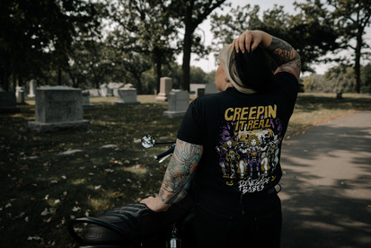 Minnesota graveyard motorcycle portrait photography