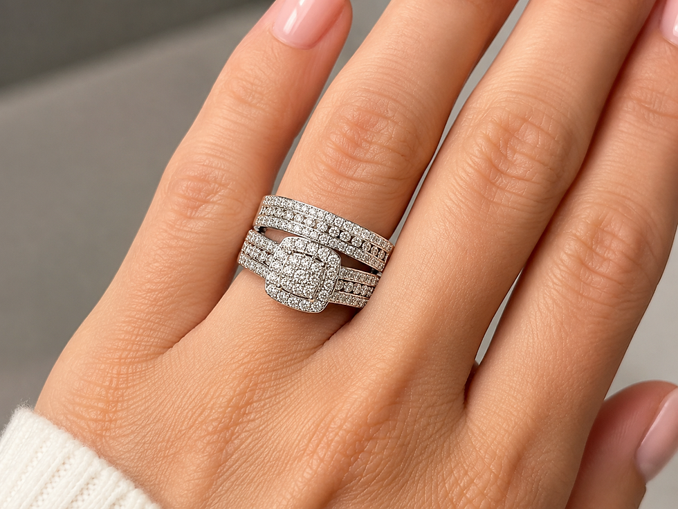 Thumbnail: 14 K Gold Bridal Set with 1.50 CT of Natural Diamonds
