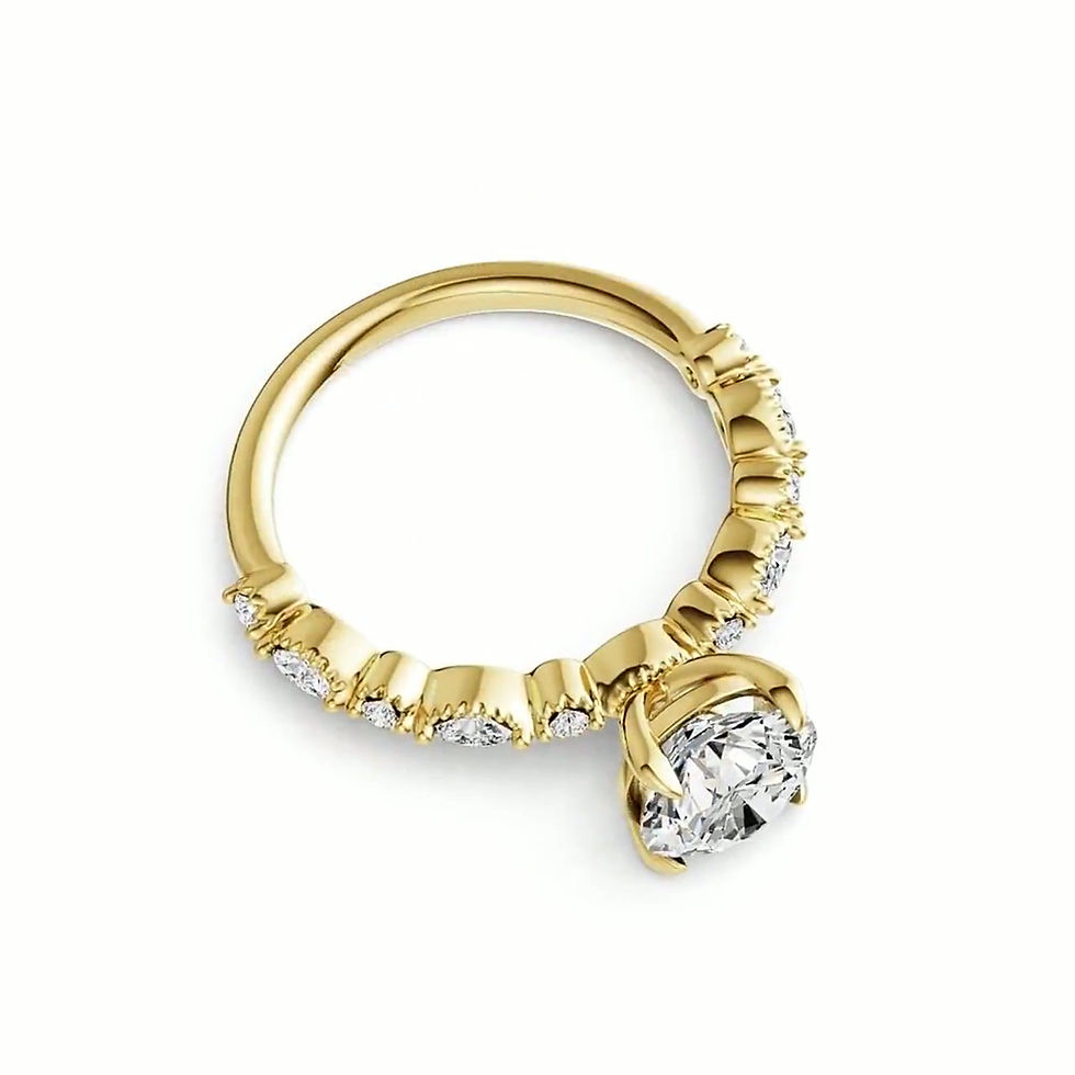 Thumbnail: 14K Gold 1.26 Ct Oval Lab Grown Diamond,  Center  Round1.0 ct