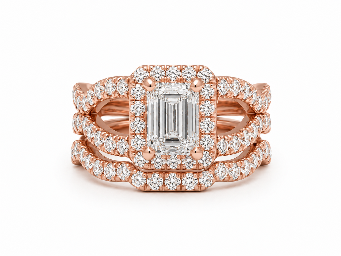 14 K RoseGold bridal set with 1.35 carats of natural diamonds