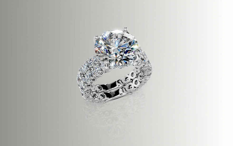 Thumbnail: 14K Gold  9.25 Ct Lab Grown  Diamond Ring , 5.0 Center with 4.25ct Mounting