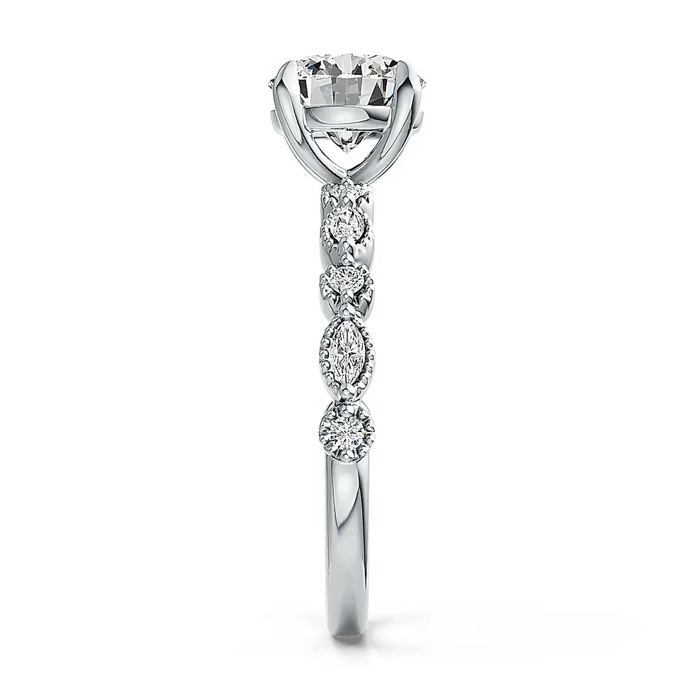 Thumbnail: 14K Gold 1.26 Ct Oval Lab Grown Diamond,  Center  Round1.0 ct