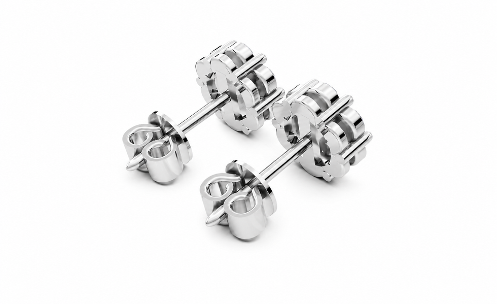 Thumbnail: 0.50 Carat Lab Grown Flower Earrings in Silver Plated Gold