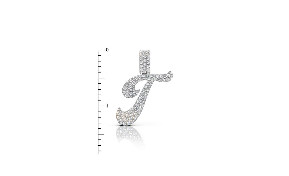 Thumbnail: 10K Gold Lab Grown Cursive T initial / 1.50 carat VS quality