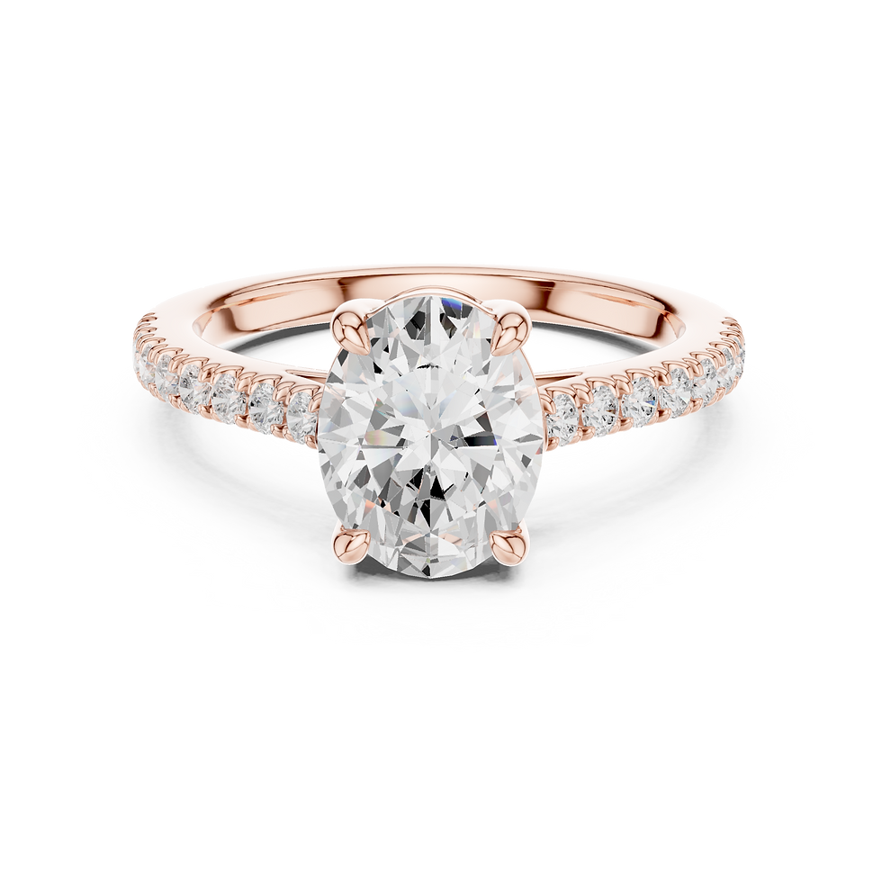 Thumbnail: Chloe Oval engagement ring in rose gold, cathedral setting