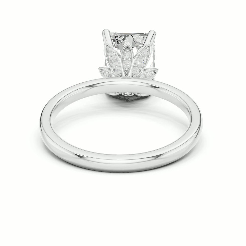 Thumbnail: 360 video of Briar Radiant engagement ring in white gold, with hidden petal gallery pave setting
