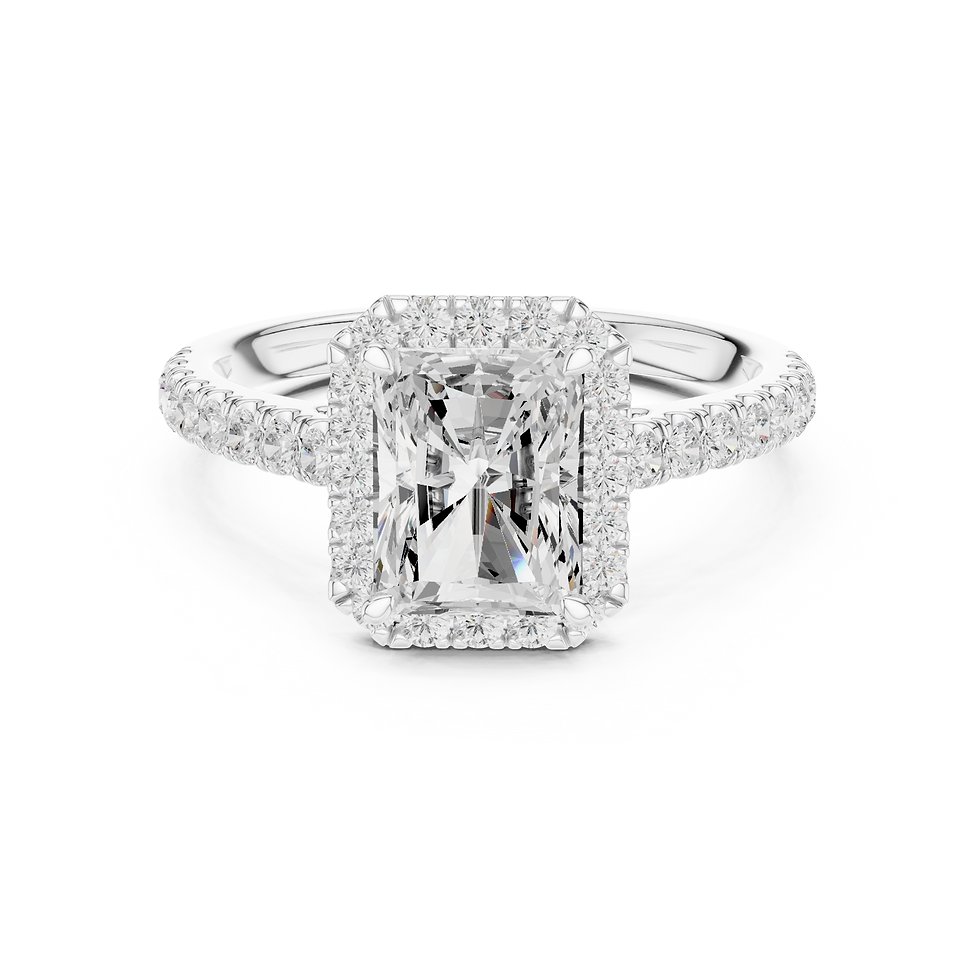 Thumbnail: Laurel Radiant engagement ring in white gold, front-facing halo view