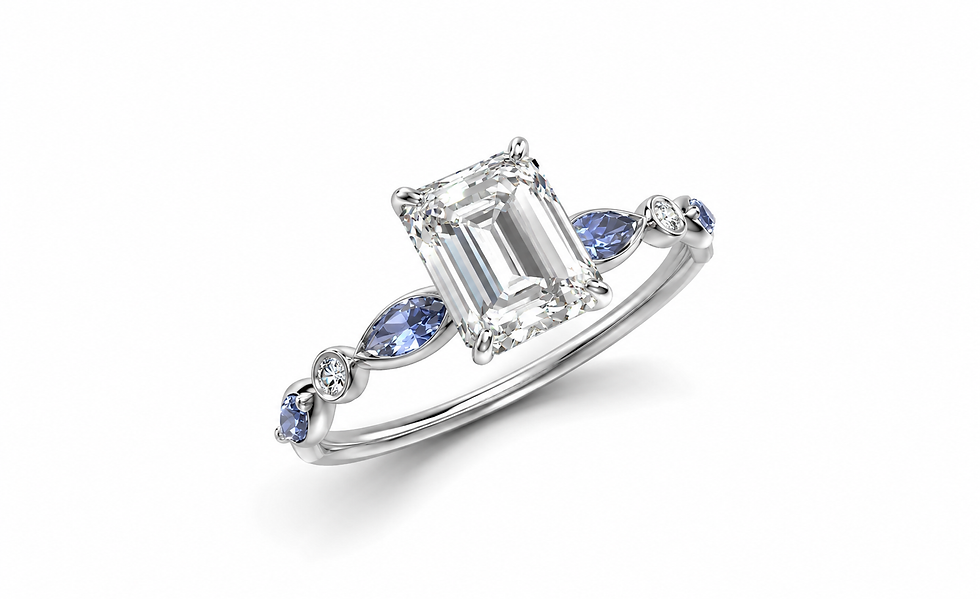 Thumbnail: 10 Karat Gold Solitaire/ 1.50ct Emerald / Blue Sapphire/ Lab Grown