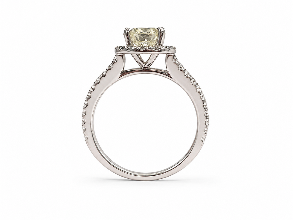 Thumbnail: 14K  Gold Halo Ring with 1.39 CT With Center 0.99ct of Natural Diamonds