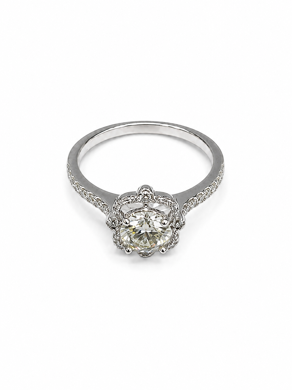 Thumbnail: 14K Gold Ladies Ring with 0.94 CT with Center .66 ct of Natural Diamonds