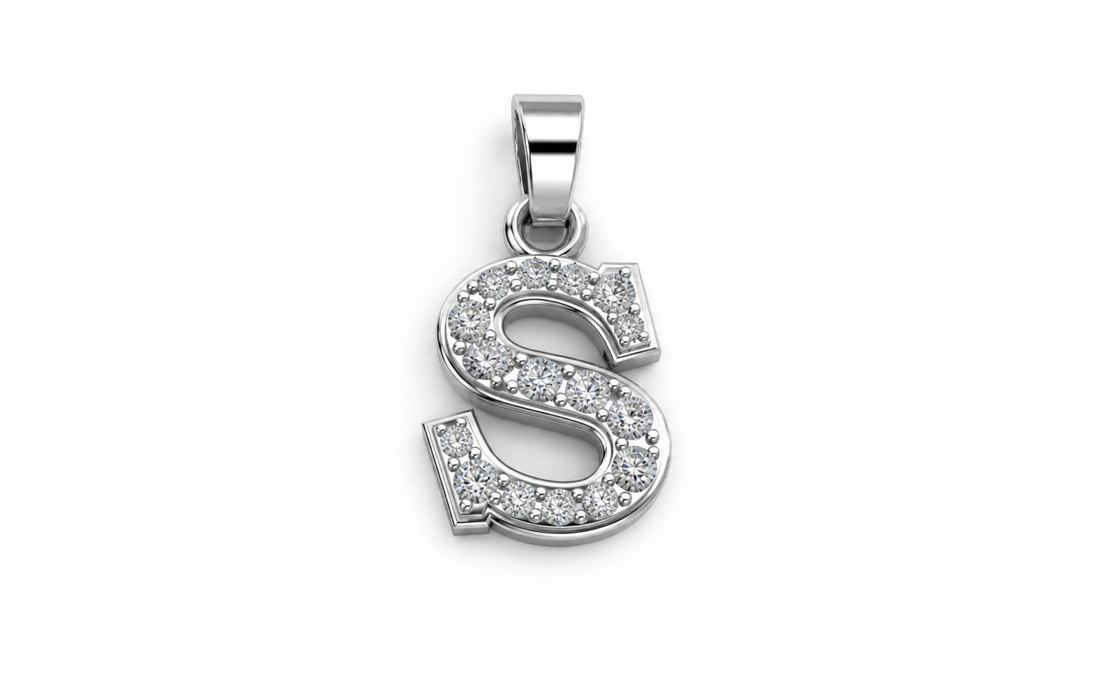 S Initial Pendant in Sterling Silver with Lab Grown Diamonds 0.35ct