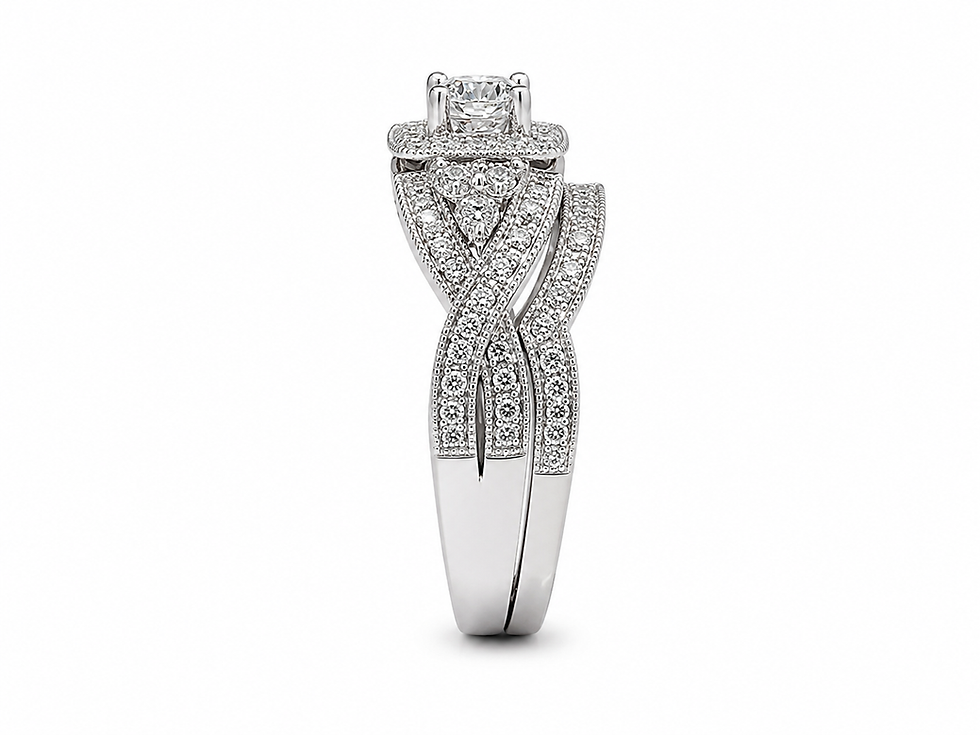 Thumbnail: 14K Gold Bridal Set with 1.00 CT of Natural Diamonds