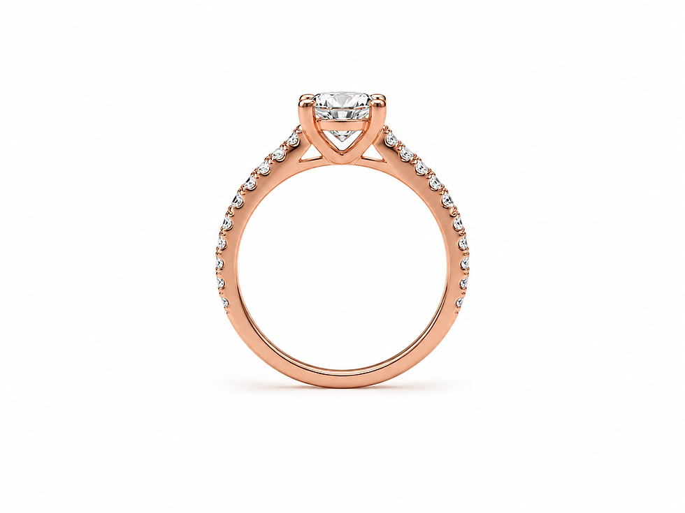 Thumbnail: 14 K  Gold Lab Grown Diamond Center 1.0 ct. with .50 ct Natural Diamond Setting