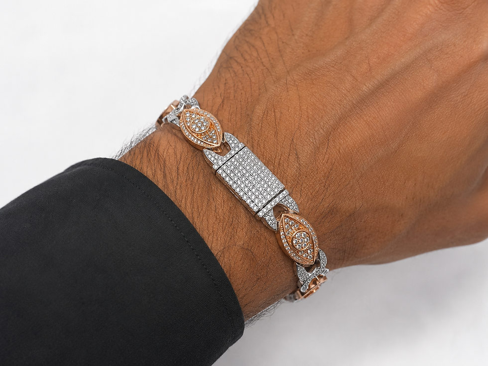 Thumbnail: 10 K  White and Rose Gold Bracelet 8.00  CT VS natural Diamonds