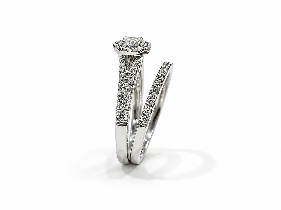 Thumbnail: Platinum Ladies Ring with 0.98 CT of Natural Diamonds center 0.31 Carats Sict